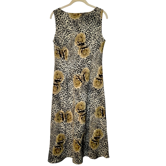 Vintage Y2K 90s Studio I Floral Leopard Print Slip Dress - Picture 2 of 5
